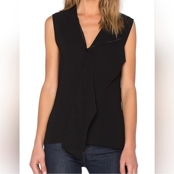 NWOT Vince Laser Cut Zip Collar Sleeveless Top - Picture 10 of 10